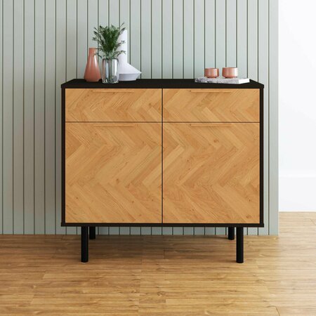 MANHATTAN COMFORT Liam Sideboard in Black and Wood SB-311AMC247